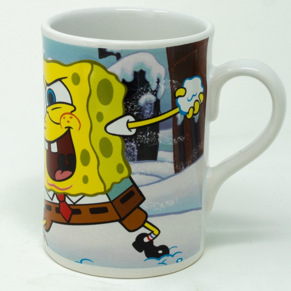2007 SpongeBob winter snowball fight mug